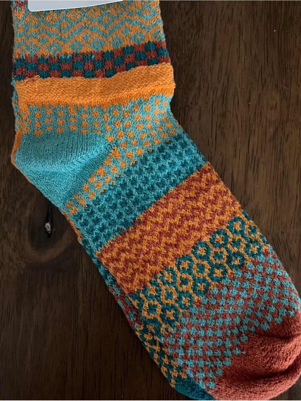 NEW Turquoise and Orange Solmate Crew Socks - Large